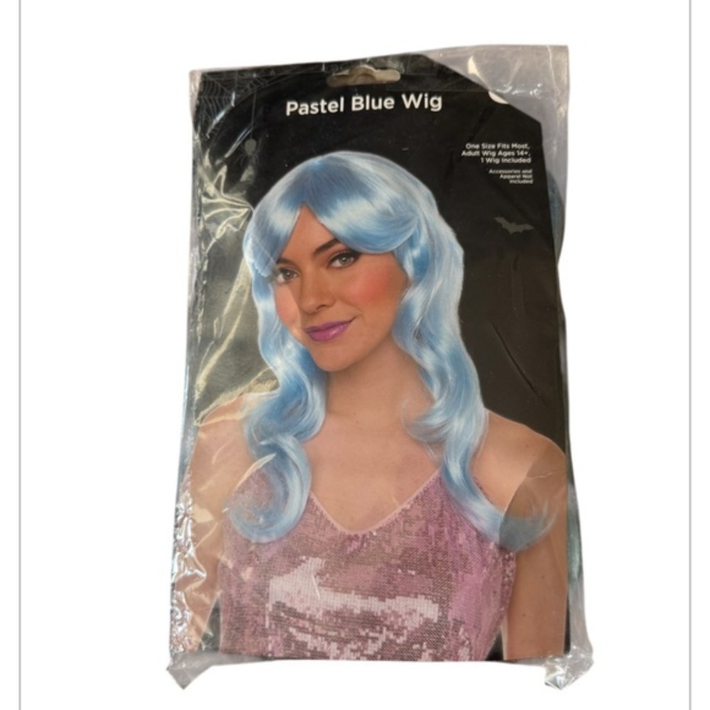 WOMANS Pastel Blue Long costume Wig adult 14+